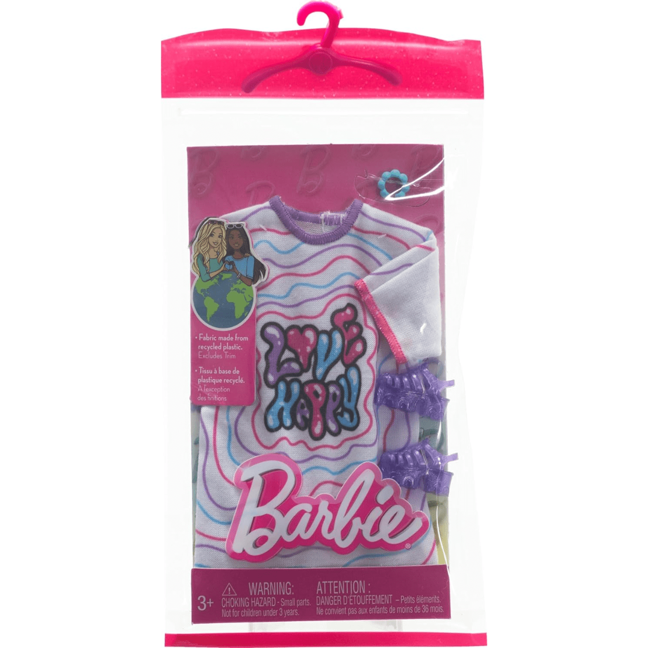 Roupa Barbie Vestido Camiseta Colorido e Acessórios Mattel