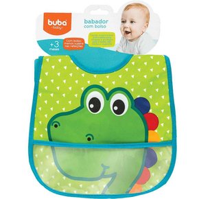 Babador com Bolso Dino Verde Buba 