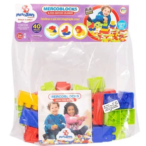 Blocos de Montar Mercoblocks 40 Peças Mercotoys Brinquedos
