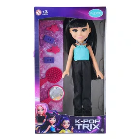 Boneca Aria Preto Estilo Fashion e Acessórios  K-Pop Trix Gold Pupee