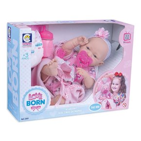 Boneca Reborn com Acessórios - Nenem Nanando - Love Born - 36 cm - Cotiplás  - superlegalbrinquedos