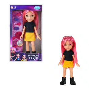 Boneca Sora Rosa Estilo Fashion e Acessórios K-Pop Trix Gold Pupee