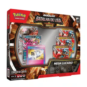 Box Pokémon Batalha de Liga Mega Lucario Ex 60 Cartas Copag