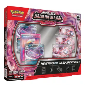 Box Pokémon Batalha de Liga Mewtwo EX da Equipe Rocket 60 Cartas Copag