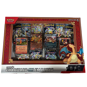 Box Pokémon Coleção Charizard Ex em Dobro 64 Cartas Copag