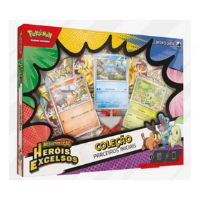 Box Pokémon Coleção Parceiros Iniciais Megaevolução Heróis Excelsos 51 Cartas Copag 