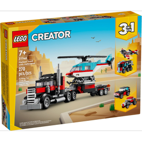 Caminhão Plataforma Com Helicóptero Lego Creator 3 em 1