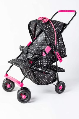 Carrinho de Boneca Milano Preto e Pink Oliveira 