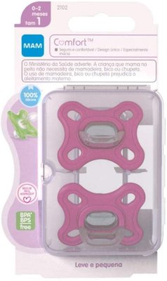Chupeta de Silicone Comfort 0 a 2 Meses Tamanho 1 Rosa MAM