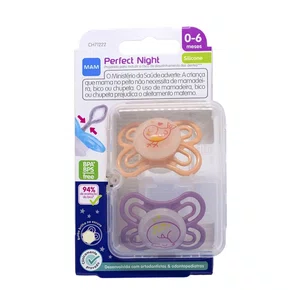 Chupeta de Silicone Perfect Night 0 a 6 meses Embalagem Dupla Rosa MAM