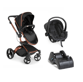 Combo Carrinho de Bebê Vulkan com Bebê Conforto Cocoon e Base Preto Galzerano