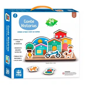 Conte Histórias 24 Peças de Madeira Nig Brinquedos 