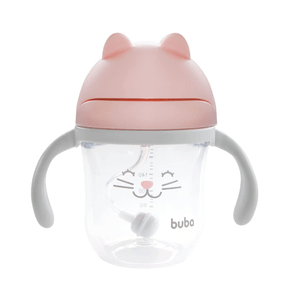 Copo 220 Ml Gatinho Rosa com Alça Removível Buba