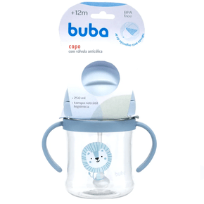Copo Leãozinho Azul com Válvula Anticólica 250 ml Buba