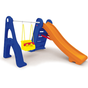 Escorregador Infantil com Balanço 4 Degraus Azul/Laranja Xalingo