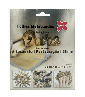 Folhas Metalizadas Ouro C/25 Folhas Make +