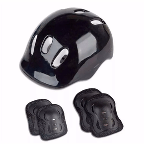Conjunto de Proteção com Capacete, Joelheiras e Cotoveleiras Preto Fênix 