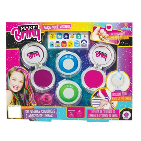 Kit Mechas Coloridas e Adesivo de Unha Polibrinq