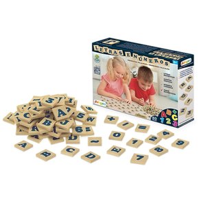 Letras e Números em Madeira 80 Peças Junges