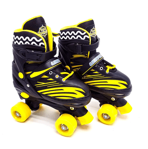 Patins Infantil Quad Ajustável Turma da Aventura Preto Com Acessórios 34/37 Unitoys