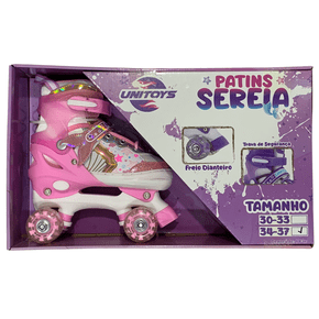 Patins Quad Sereia Rosa com Luz 34-37 Unitoys 