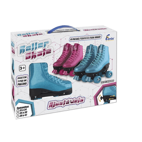 Patins Roller Skate Infantil Ajustável Azul Brilhante 35/38 Fênix Brinquedos