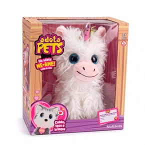 Pelúcia Adota Pets Floquinho Unicórnio Branco Multikids
