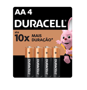 Pilha Alcalina AA com 4 Unidades Duracell