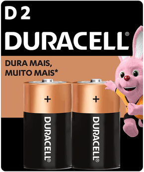 Pilha Alcalina D com 2 Unidades Duracell