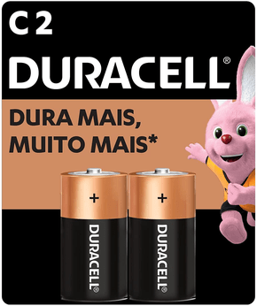 Pilha Alcalina Média C com 2 Unidades Duracell