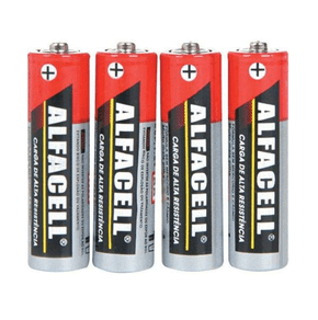 Pilha Alcalina Palito AA com 4 Unidades Alfacell