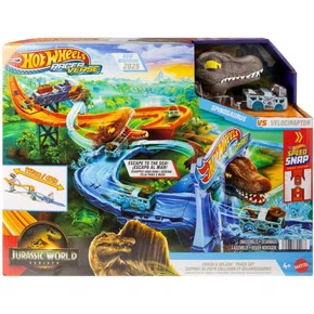 Pista Hot Wheels Racerverse Spinosaurus vs Velociraptor Jurassic World Rebirth Mattel