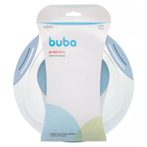 Pratinho Azul com Ventosa de Silicone Buba