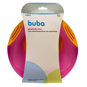 Pratinho Fun Rosa com Ventosa de Silicone Buba