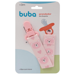 Prendedor de Chupeta Ursinho Rosa Buba
