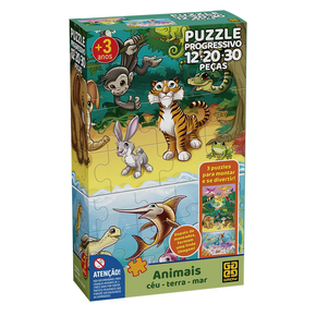 Puzzle Progressivo Animais Céu, Terra e Mar Grow