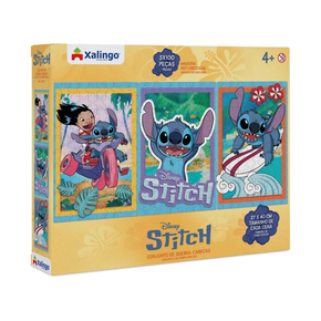 Quebra Cabeça 3 Cenas 300 Peças Disney Stitch Xalingo 