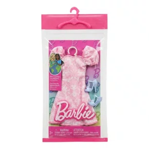 Roupa Barbie Vestido Branco e Rosa e Acessórios Mattel