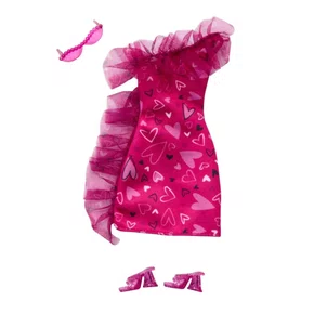 Roupa Barbie Vestido com Corações e Acessórios Mattel 