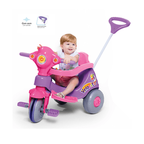 Triciclo Bandeirante Velobaby G2 Passeio E Pedal Motoca Rosa - Loja Zuza  Brinquedos