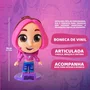 Boneca Katlen em Vinil Dos Rosa 15 cm Algazarra