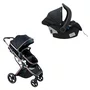 Combo Carrinho de Bebê Zoe Preto Cobre e Bebê Conforto Cocoon Galzerano 