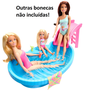 Conjunto Barbie Piscina Glam com Boneca Maiô Rosa e Acessórios Mattel