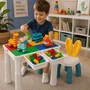 Mesa de Atividades com 102 Blocos de Montar Braskit 