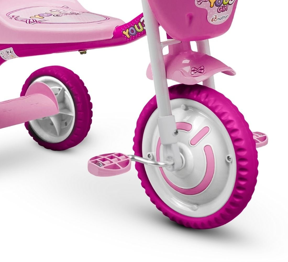 Triciclo Infantil com Capota - Passeio e Pedal - Rosa - Bandeirante