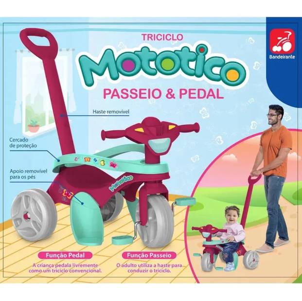 Triciclo Velotrol Mototico Motoca Infantil Passeio & Pedal