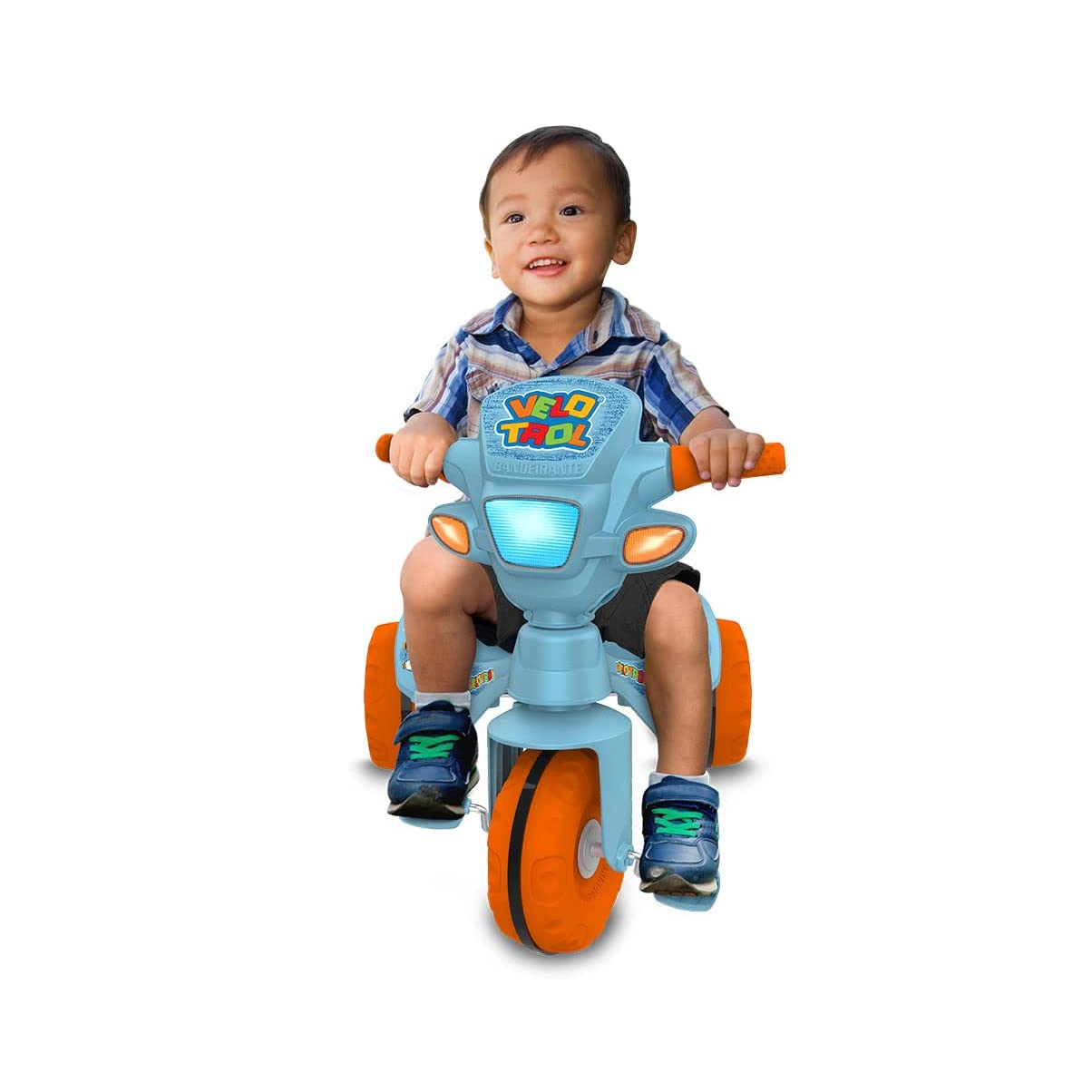 Triciclo Infantil Bandeirante Velobaby Reclinável - 2 em 1 - Pedal e  Passeio com Aro - Azul Claro