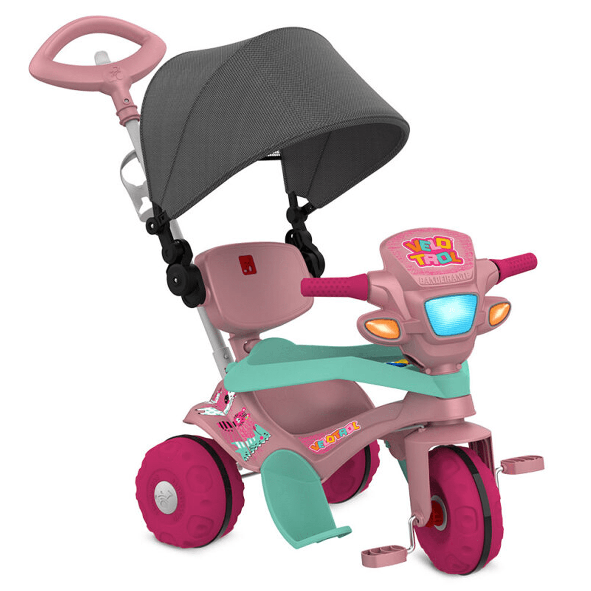 Triciclo Infantil - Passeio e Pedal - Velobaby G2 - Rosa - Bandeirante