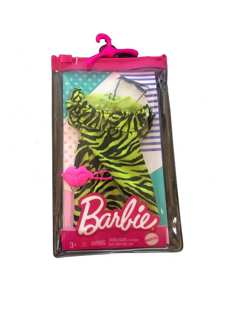 Roupa Barbie Vestido Animal Print Verde e Acessórios Mattel